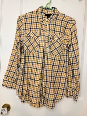 J Crew Plaid Flannel Shirt in Black/Yellow